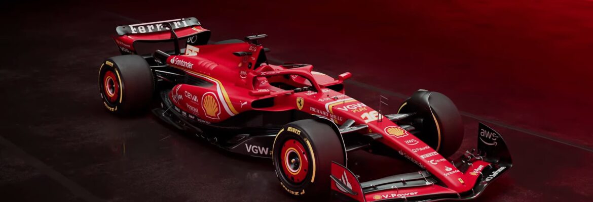 F1: Ferrari apresenta SF-24 vermelho com detalhes branco e amarelo