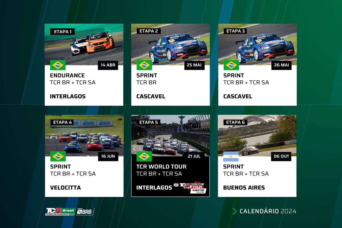 TCR Brasil Banco BRB anuncia seu calendário completo para temporada 2024