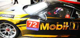 Bassani acelera com o novo layout Mobil pela primeira vez e sai animada do Porsche #72