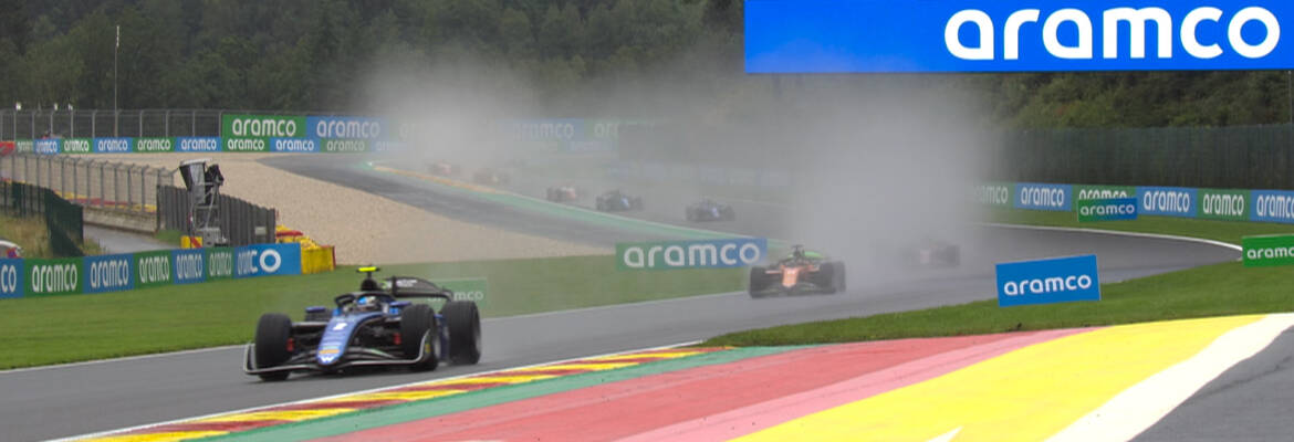 F2: O’Sullivan vence corrida na chuva encerrada por bandeira vermelha na Bélgica
