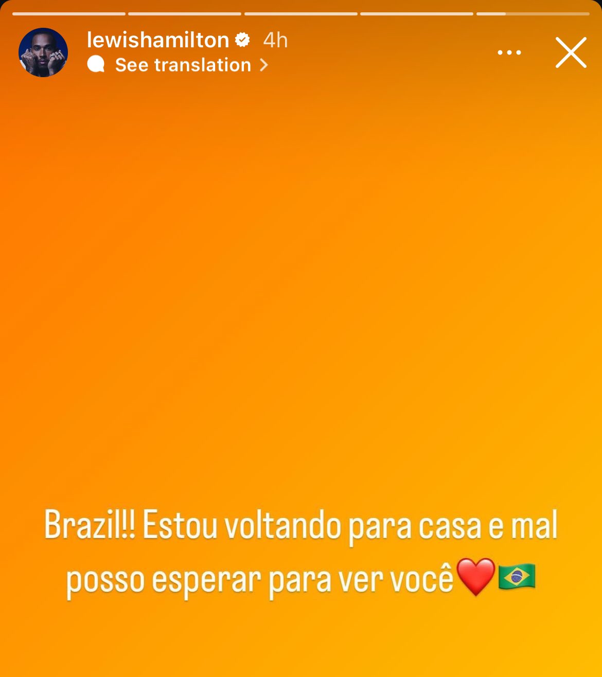 F1: Hamilton manda mensagem para Brasil: "Voltando para casa" F1: Hamilton manda mensagem para Brasil: "Voltando para casa"