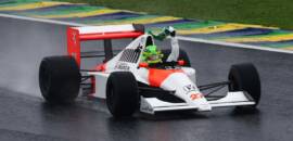 F1: Veja as fotos de Hamilton pilotando a McLaren MP4/5B de Senna em Interlagos