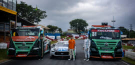 Nic e Felipe Giaffone apresentam novos caminhões da Copa Truck e Tito Giaffone revela carro da Nascar Brasil