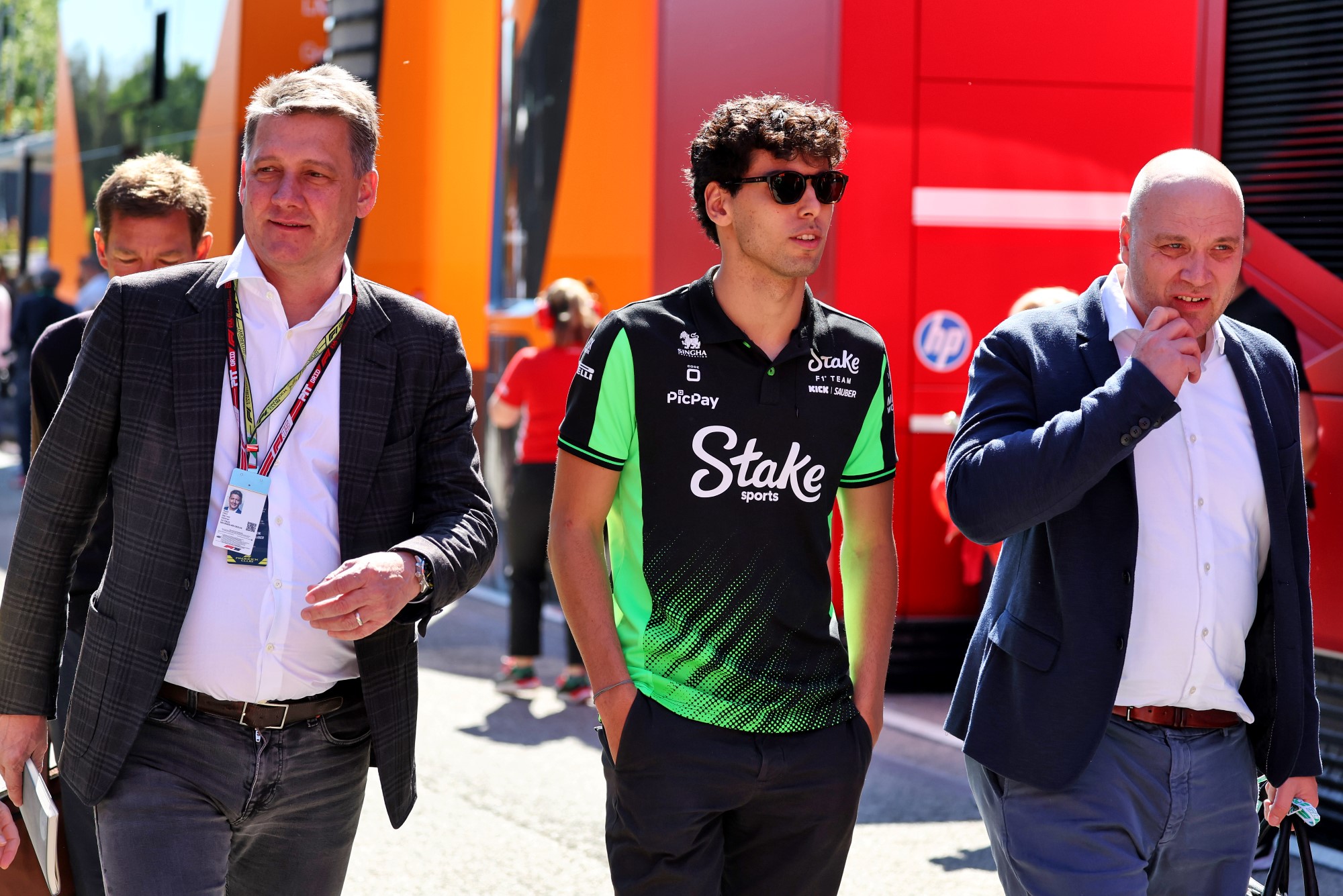 (L to R): Gernot Dollner (GER) Audi Chief Executive Officer with Gabriel Bortoleto (BRA) Sauber.