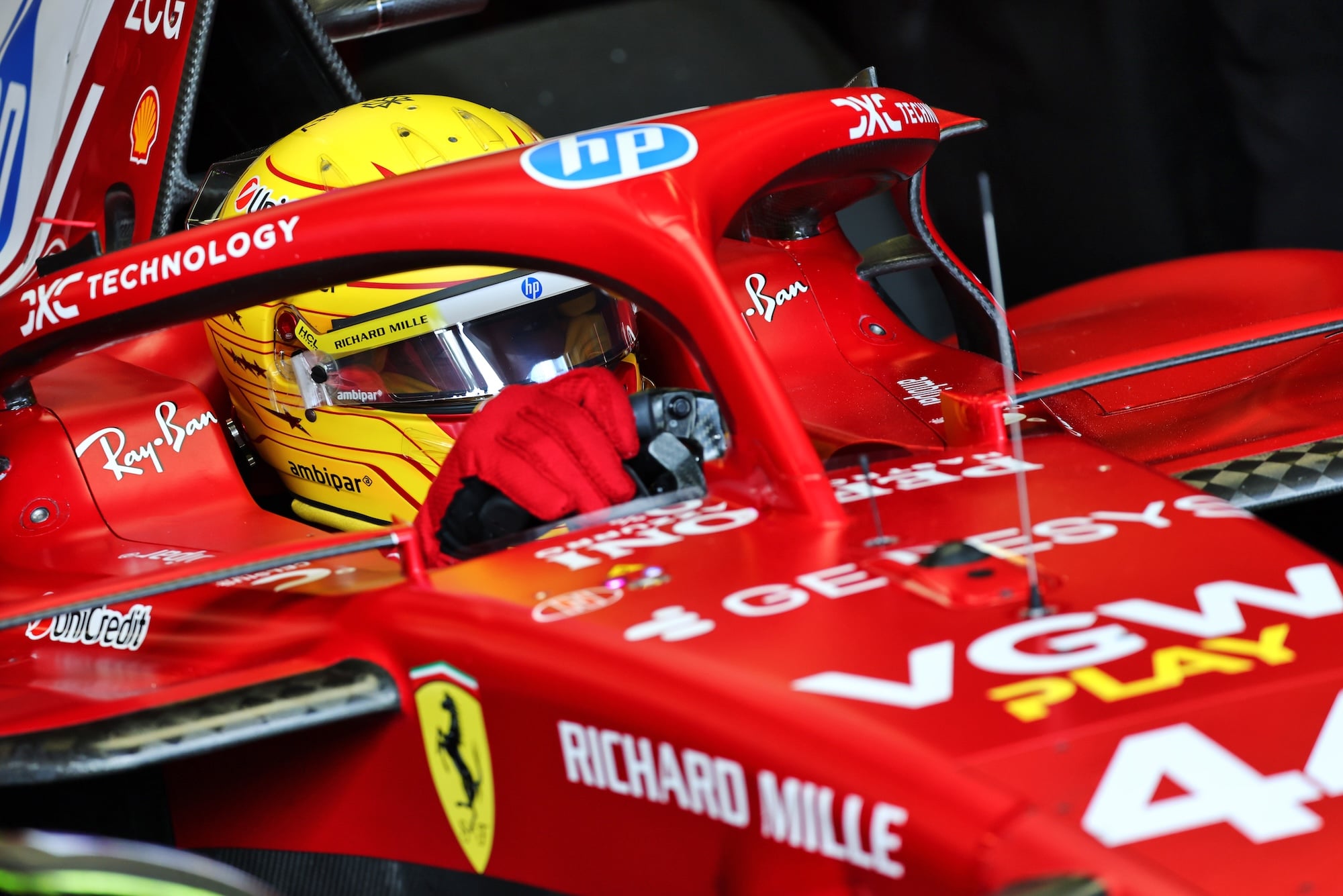 Lewis Hamilton (GBR) Ferrari SF-25 leaves the pits.