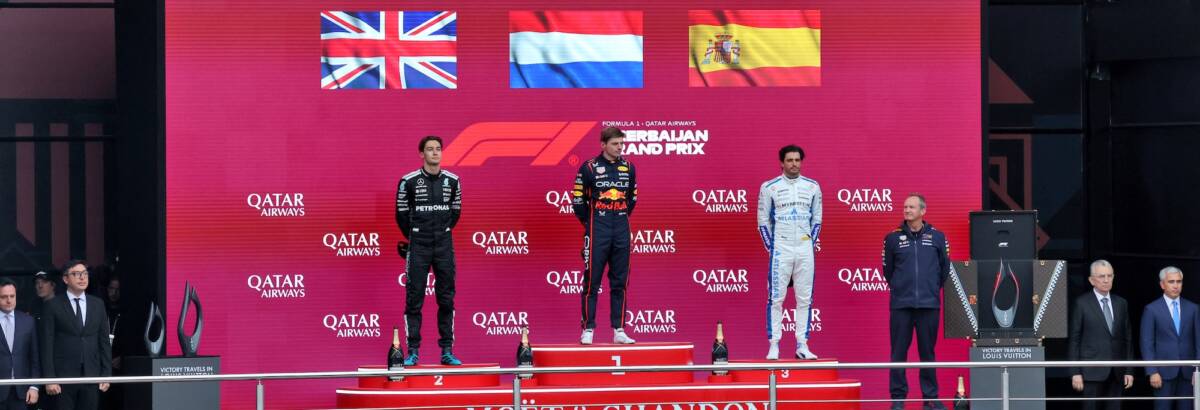 F1: Sainz iguala Prost e Verstappen conquista grand chelem em Baku