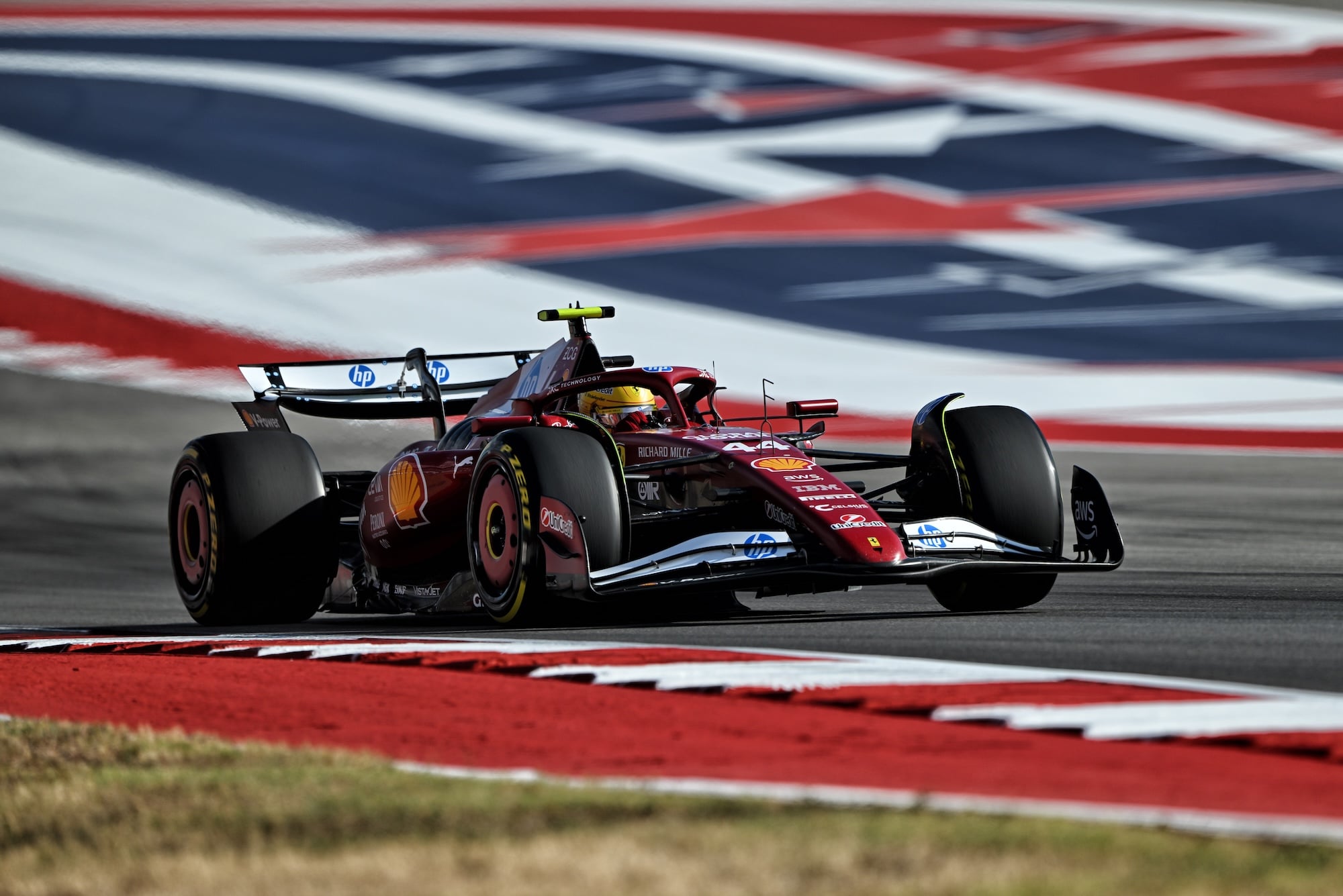 F1: Confira as imagens do primeiro dia do GP dos Estados Unidos Lewis Hamilton (GBR) Ferrari SF-25.