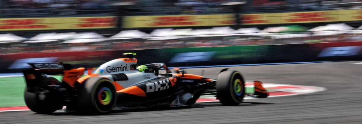 F1: McLaren tem dia de opostos com pole de Norris e P7 de Piastri no México