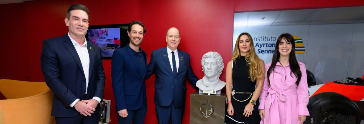 Príncipe Albert II de Mônaco visita sede de Senna Brands e Instituto Ayrton Senna em São Paulo