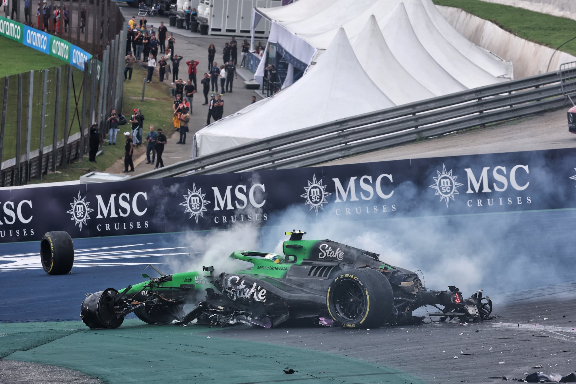 Gabriel Bortoleto (BRA) Sauber C45 crashed out of the race.