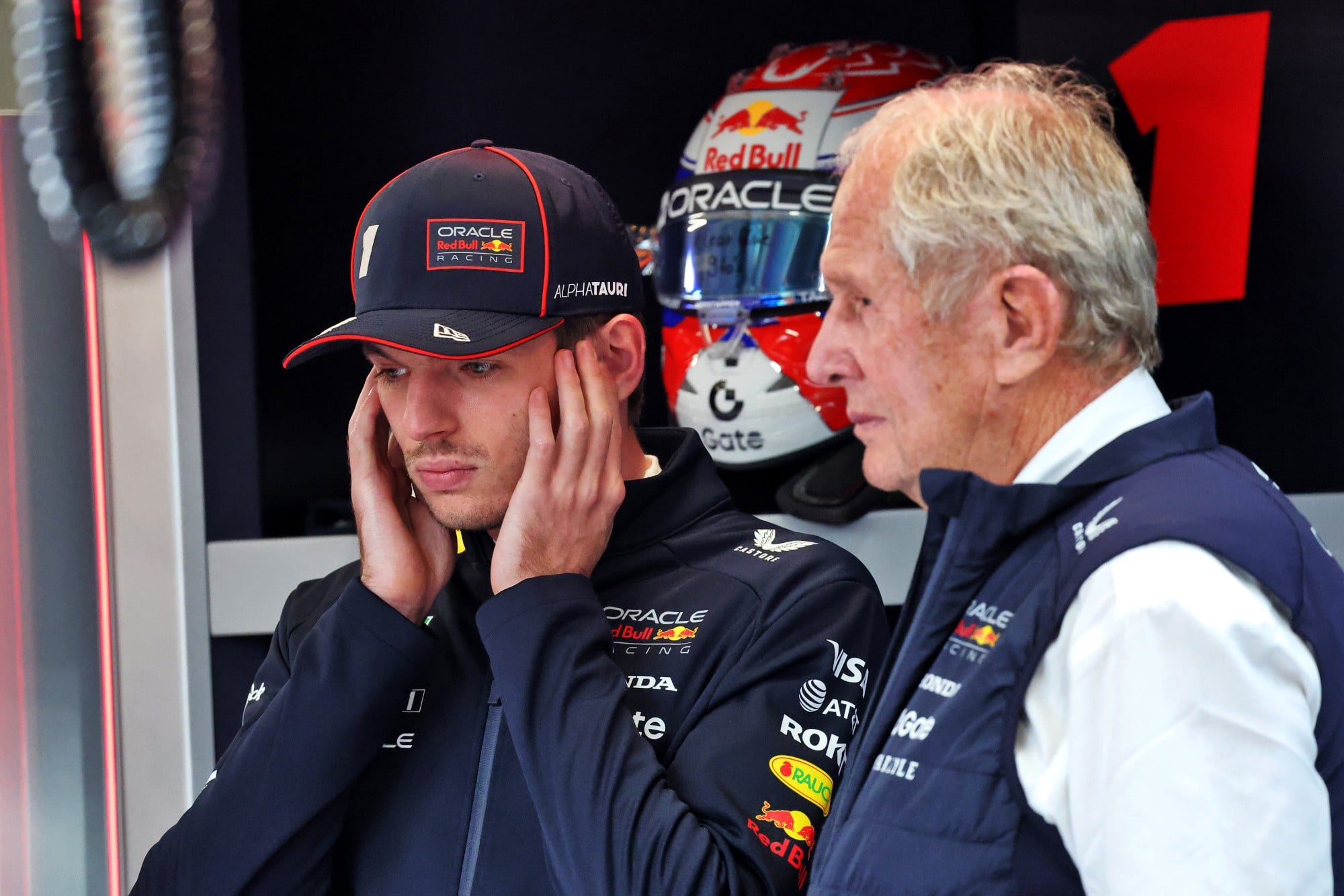 (L to R): Max Verstappen (NLD) Red Bull Racing with Dr Helmut Marko (AUT) Red Bull Motorsport Consultant.