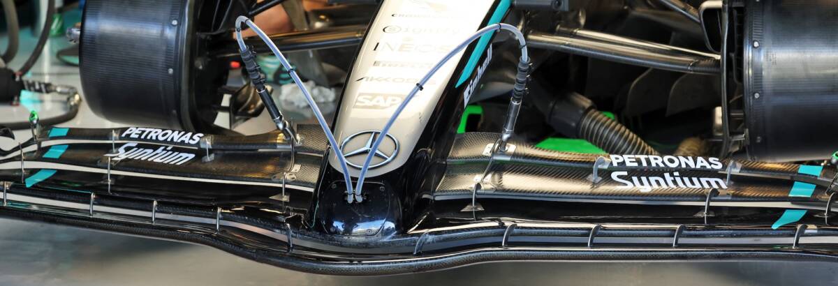 F1: Asa dianteira experimental da Mercedes chama atenção no teste de pós-temporada