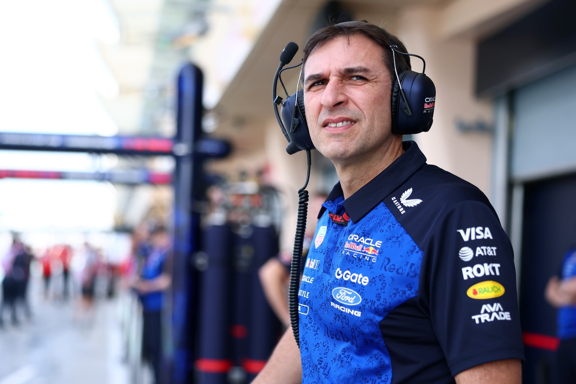 BAHRAIN, BAHRAIN - FEBRUARY 11: Pierre Wache, Technical Director of Oracle Red Bull Racing looks on in the Pitlane during day one of F1 Testing at Bahrain International Circuit on February 11, 2026 in Bahrain, Bahrain. (Photo by Mark Thompson/Getty Images) // Getty Images / Red Bull Content Pool // SI202602112388 // Usage for editorial use only //