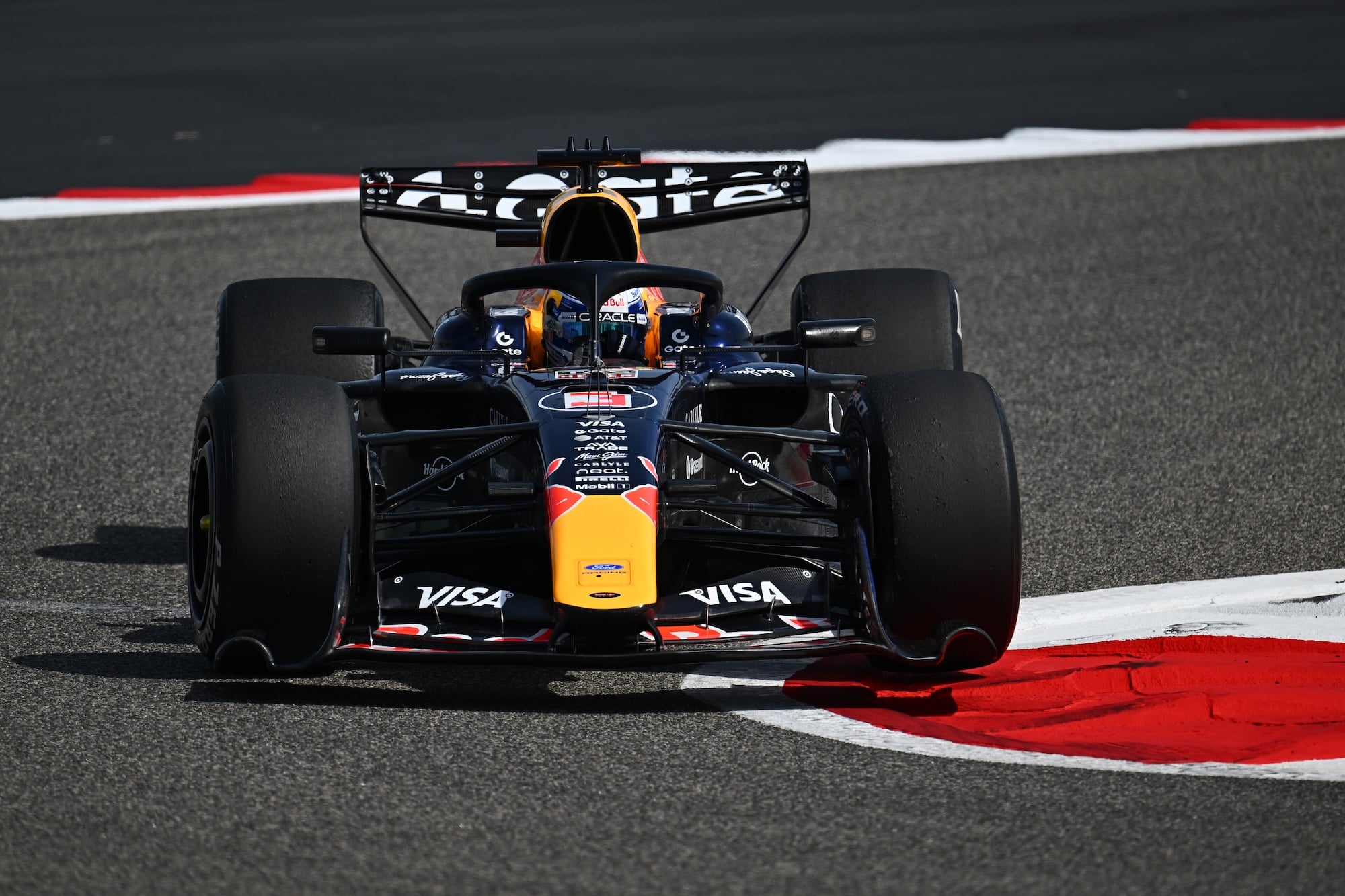BAHRAIN, BAHRAIN - FEBRUARY 11: Max Verstappen of the Netherlands driving the (3) Oracle Red Bull Racing RB22 on track during day one of F1 Testing at Bahrain International Circuit on February 11, 2026 in Bahrain, Bahrain. (Photo by Guido De Bortoli/LAT Images) // Getty Images / Red Bull Content Pool // SI202602114868 // Usage for editorial use only //