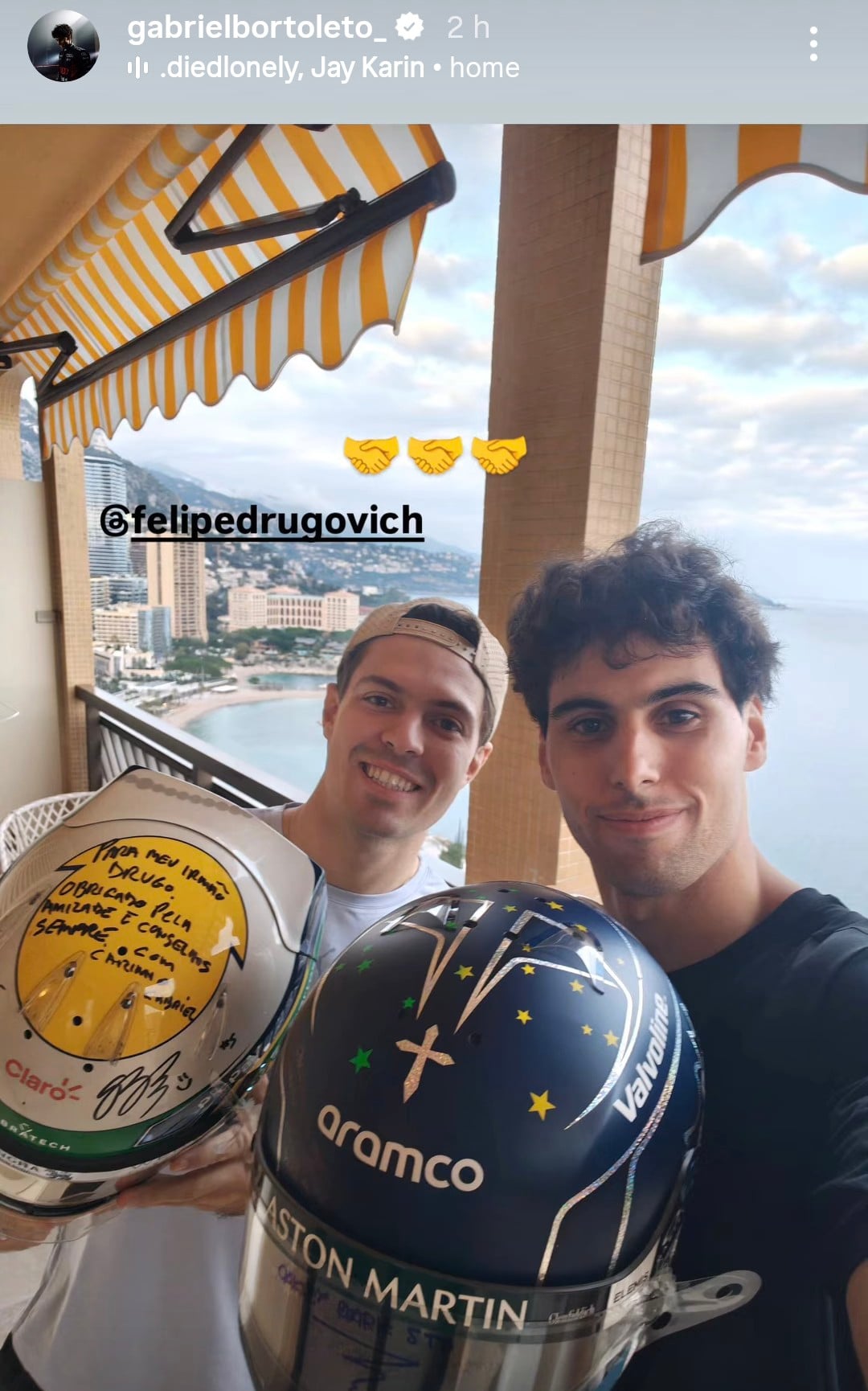 F1: Bortoleto e Drugovich trocam capacetes: "Obrigado pela amizade"