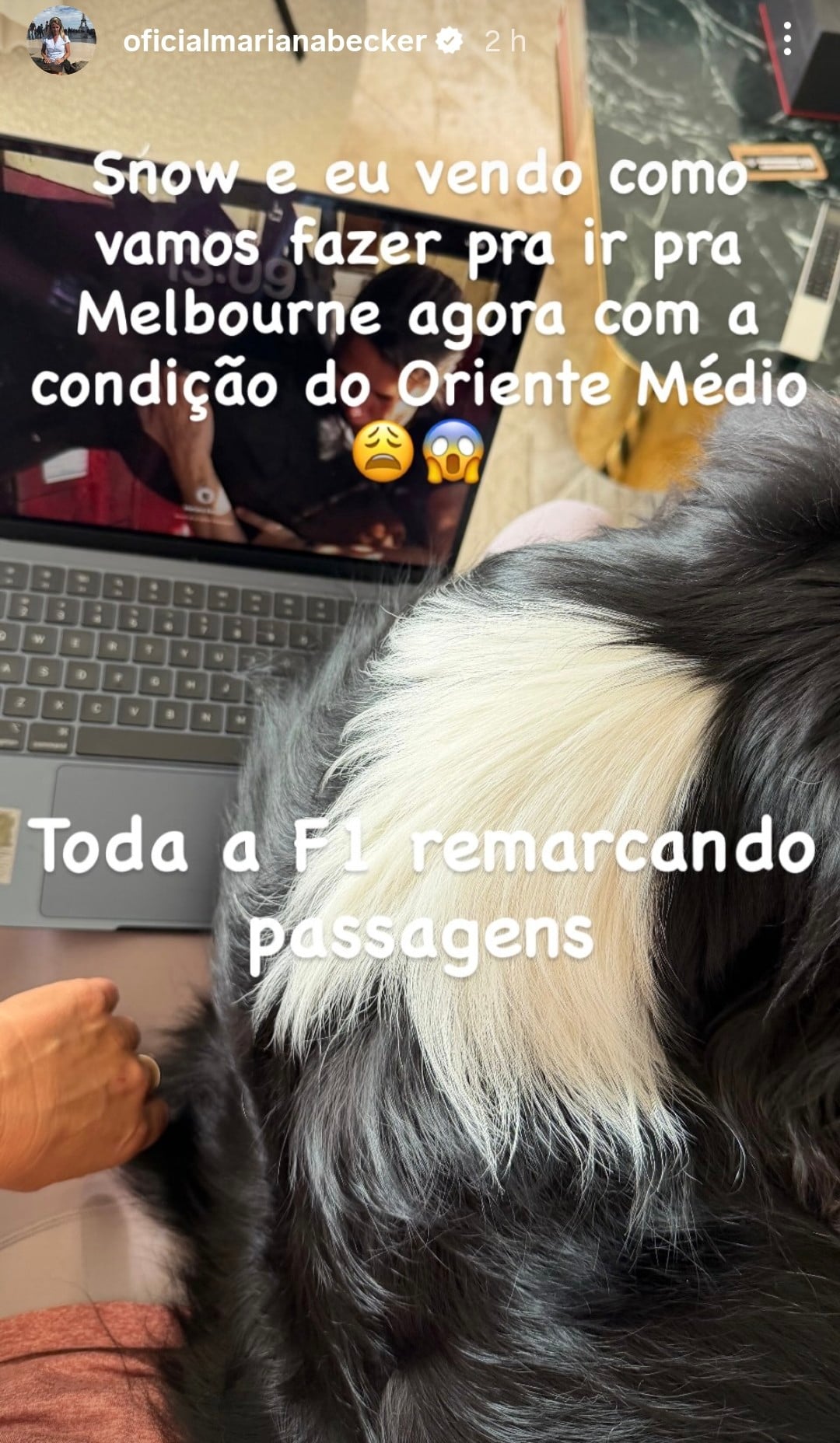 F1: Mari Becker revela dificuldade para ir para Austrália com situação no Oriente Médio