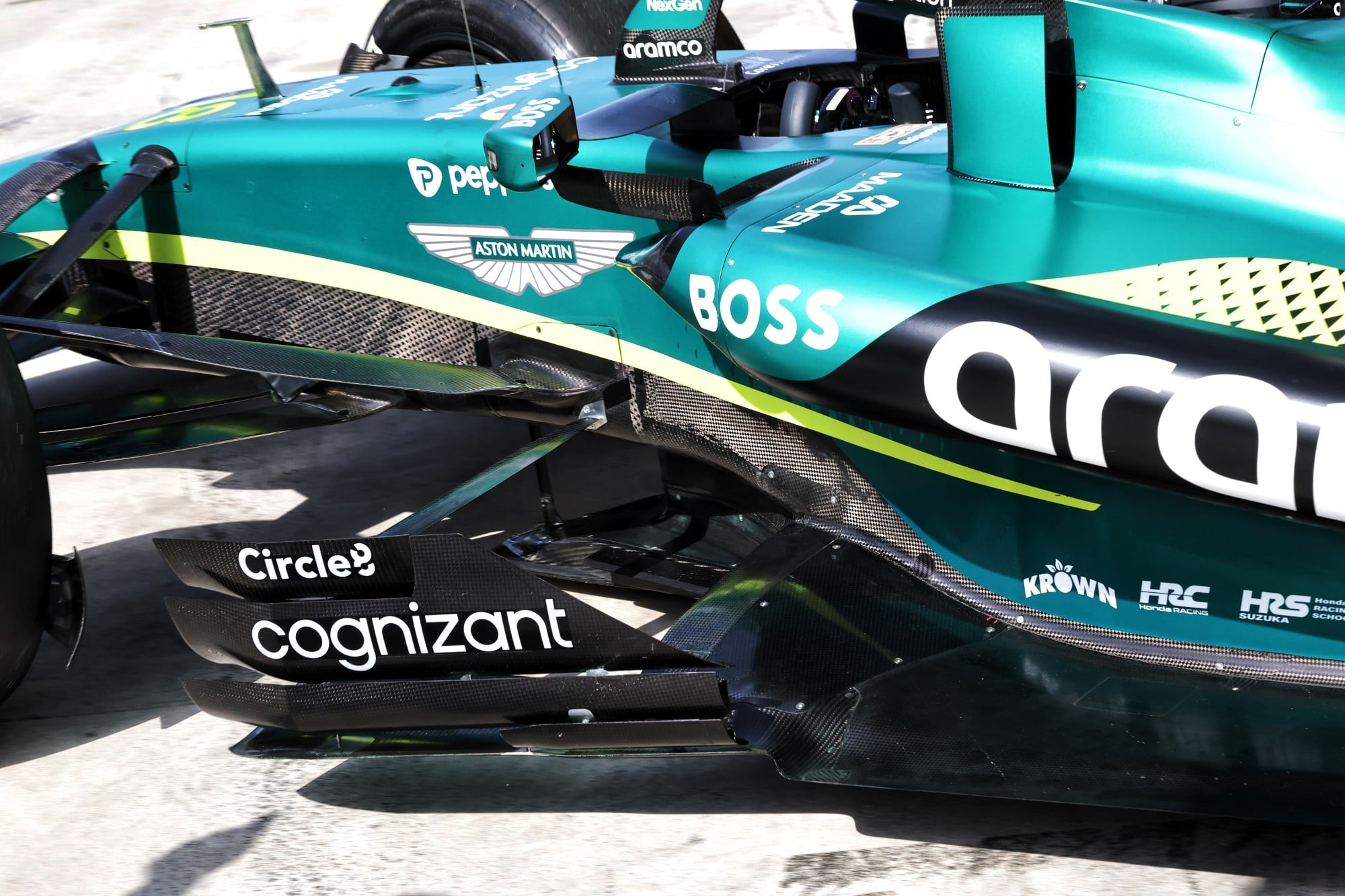 Aston Martin F1 Team AMR26 sidepod detail.