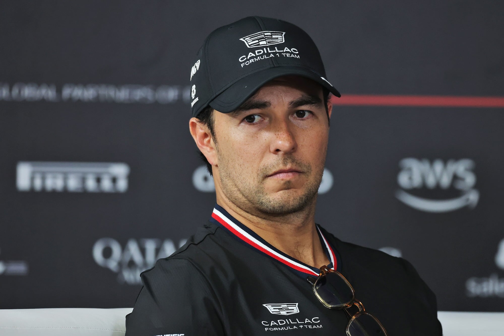 Sergio Perez (MEX) Cadillac Formula 1 Team in the FIA Press Conference.