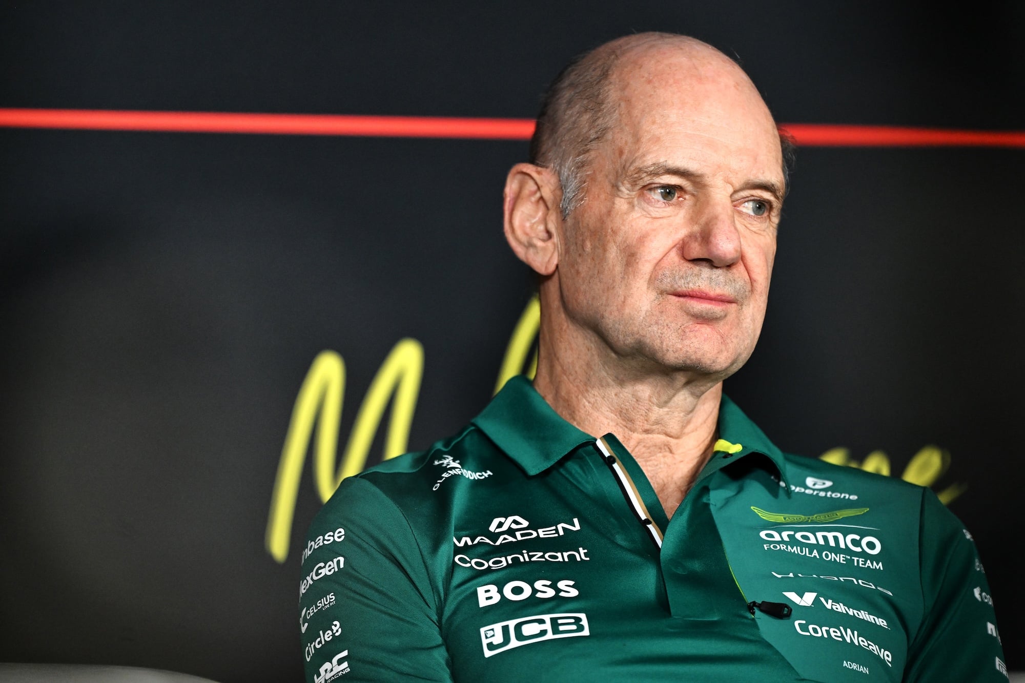 Adrian Newey (GBR) Aston Martin F1 Team, Team Principal in the FIA Press Conference.