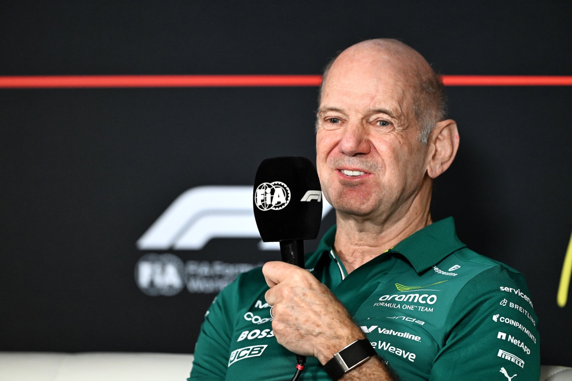 Adrian Newey (GBR) Aston Martin F1 Team, Team Principal in the FIA Press Conference.
