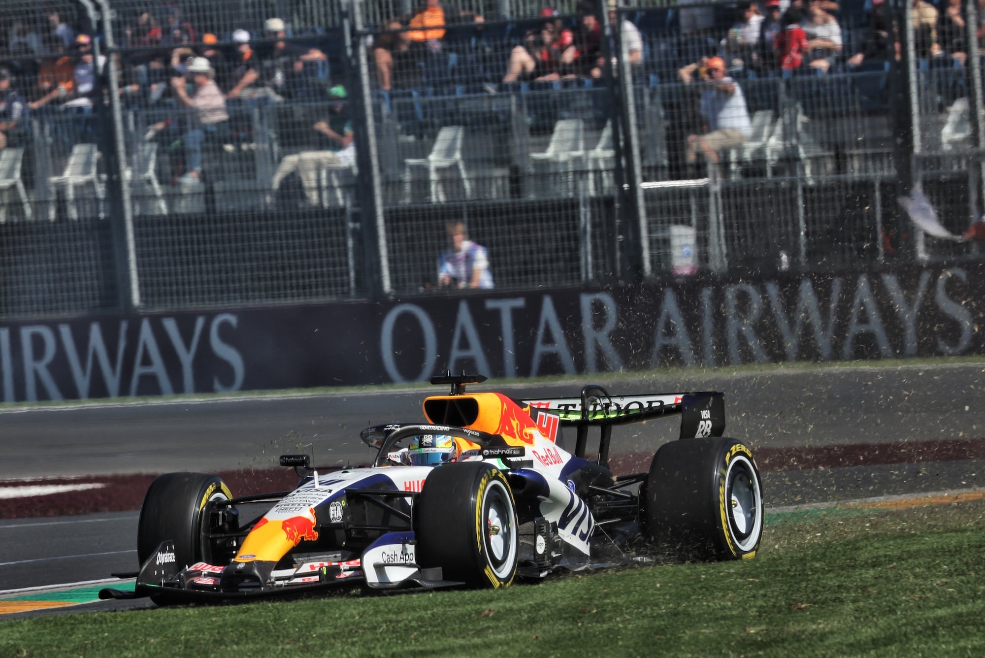 Arvid Lindblad (GBR) Racing Bulls Formula One Team VCARB 03 runs wide.