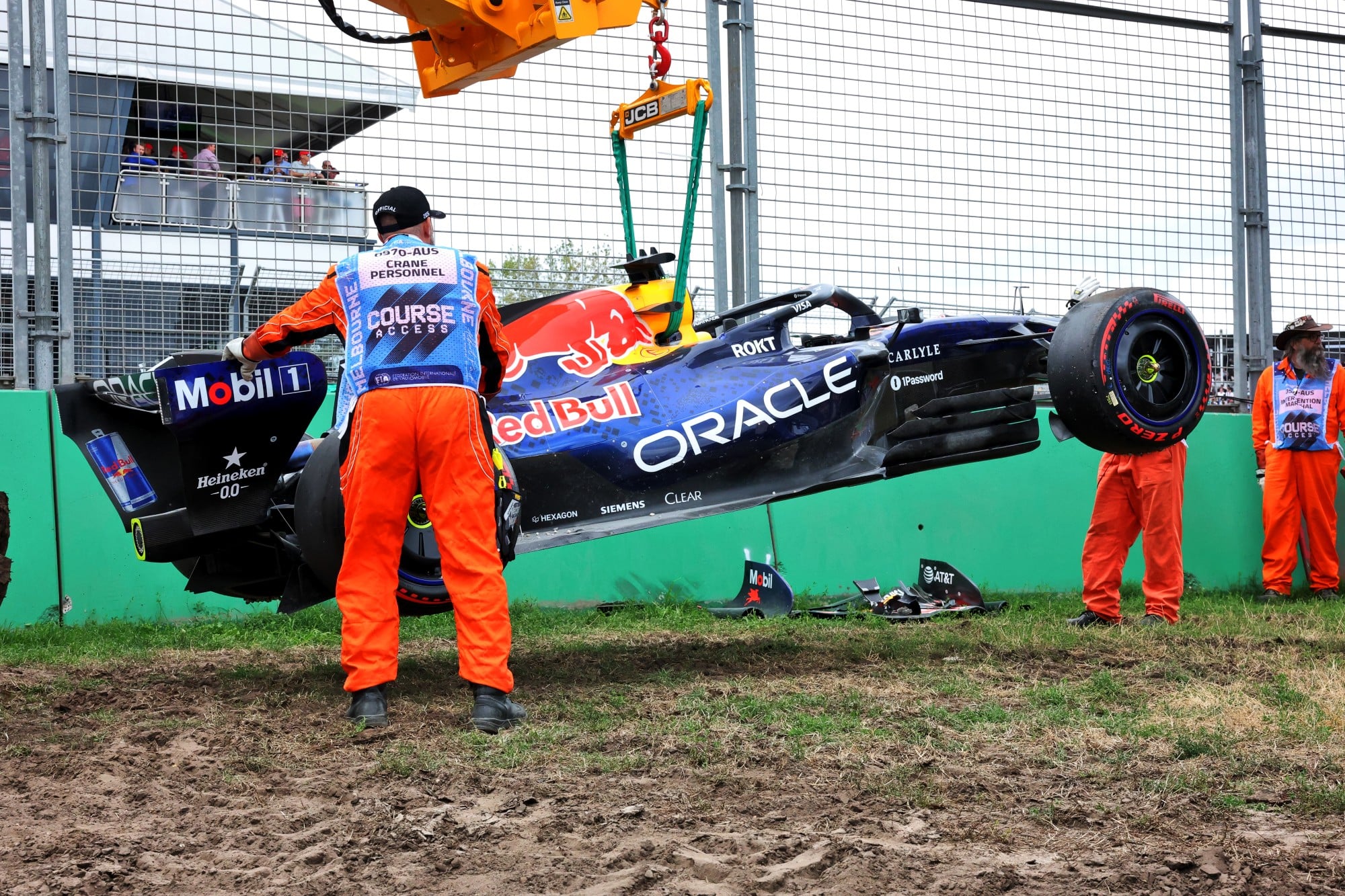 The damaged Red Bull Racing RB22 of Max Verstappen (NLD), who crashed during qualifying.