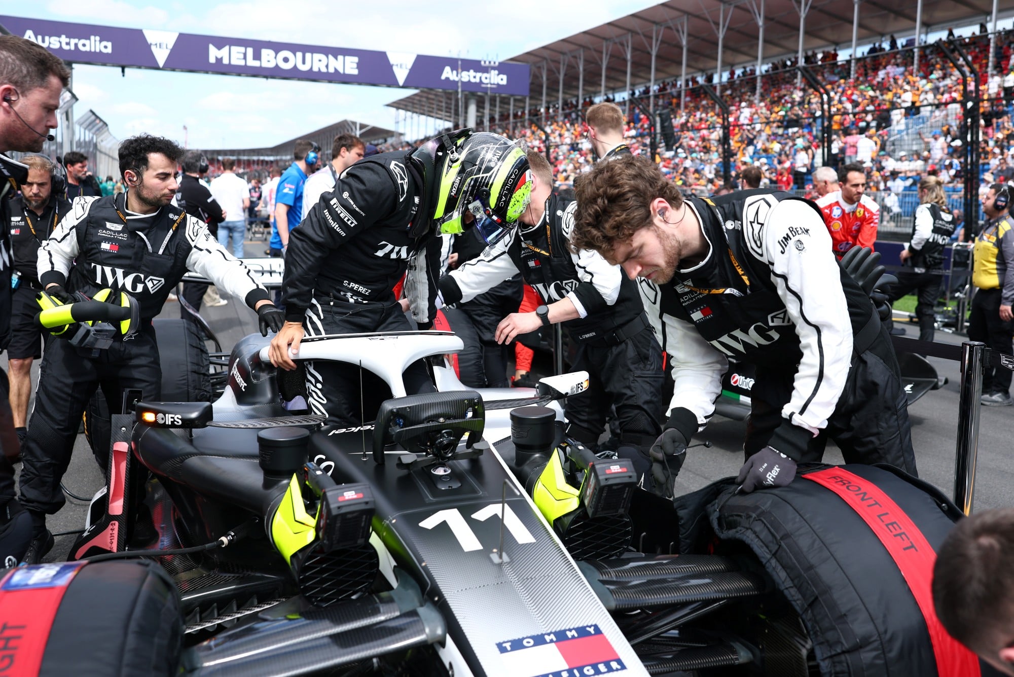 Sergio Perez (MEX) Cadillac Formula 1 Team MAC-26 on the grid.