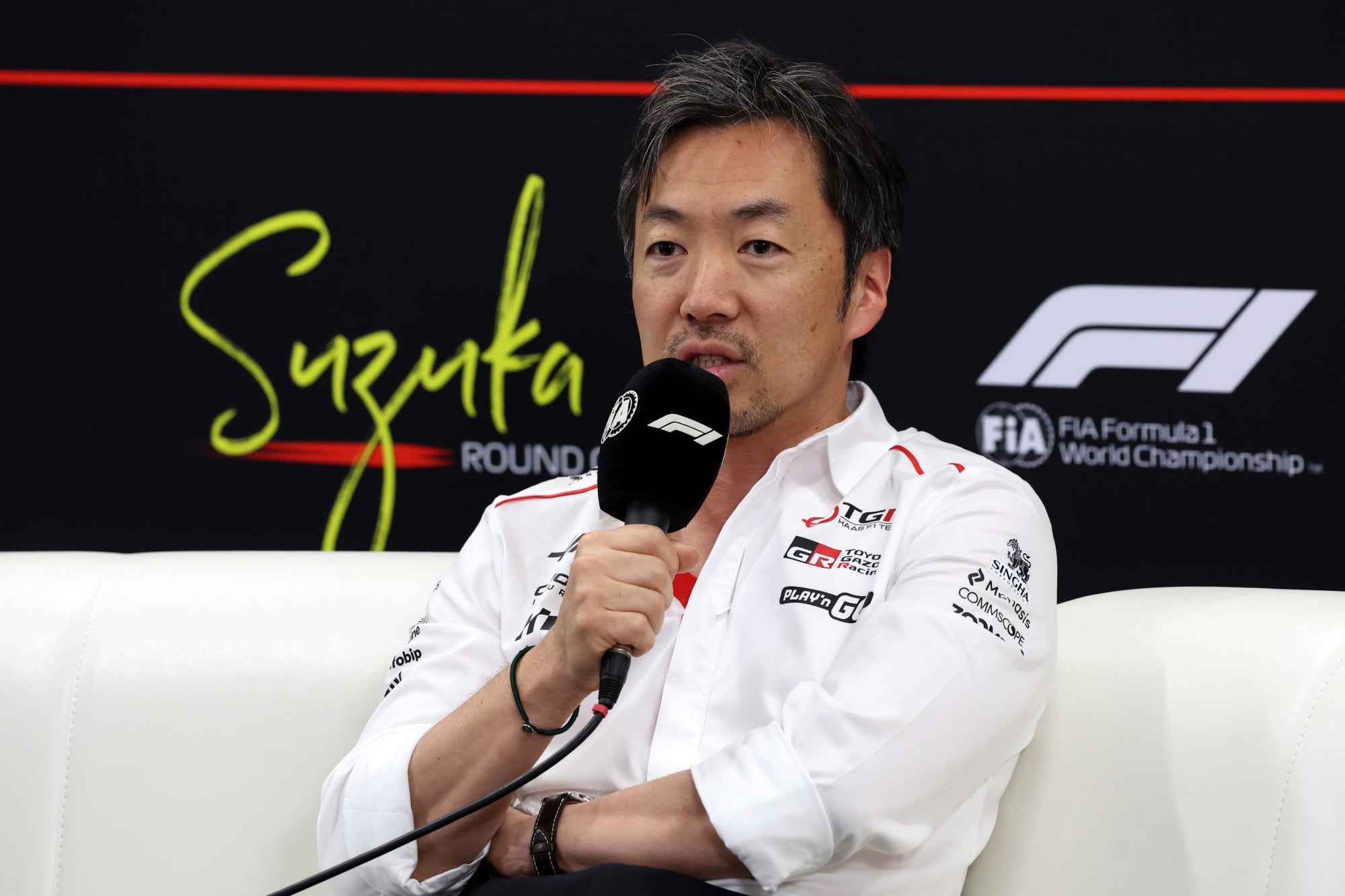 Ayao Komatsu (JPN) Haas F1 Team Principal in the FIA Press Conference.