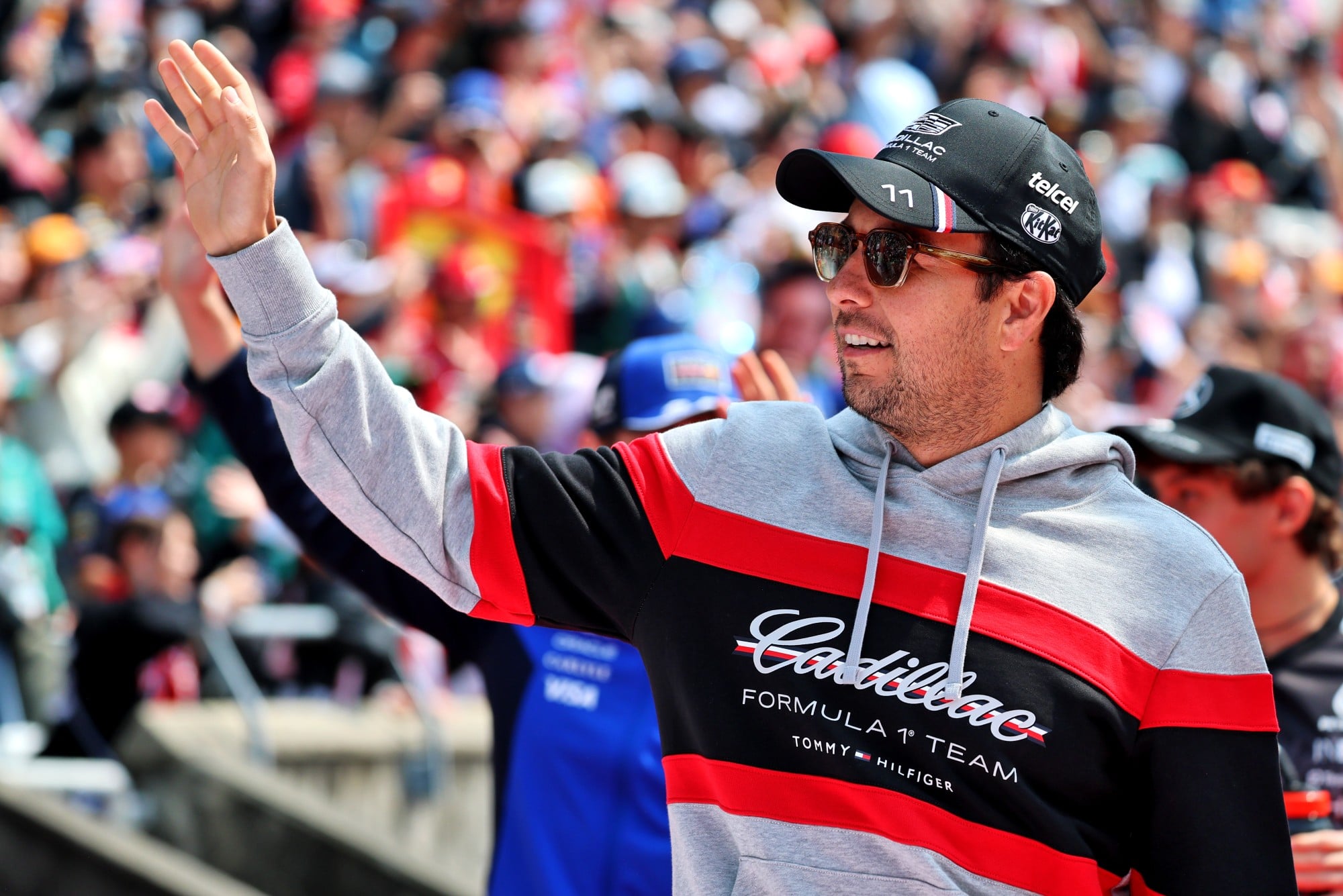 Sergio Perez (MEX) Cadillac Formula 1 Team on the drivers' parade.