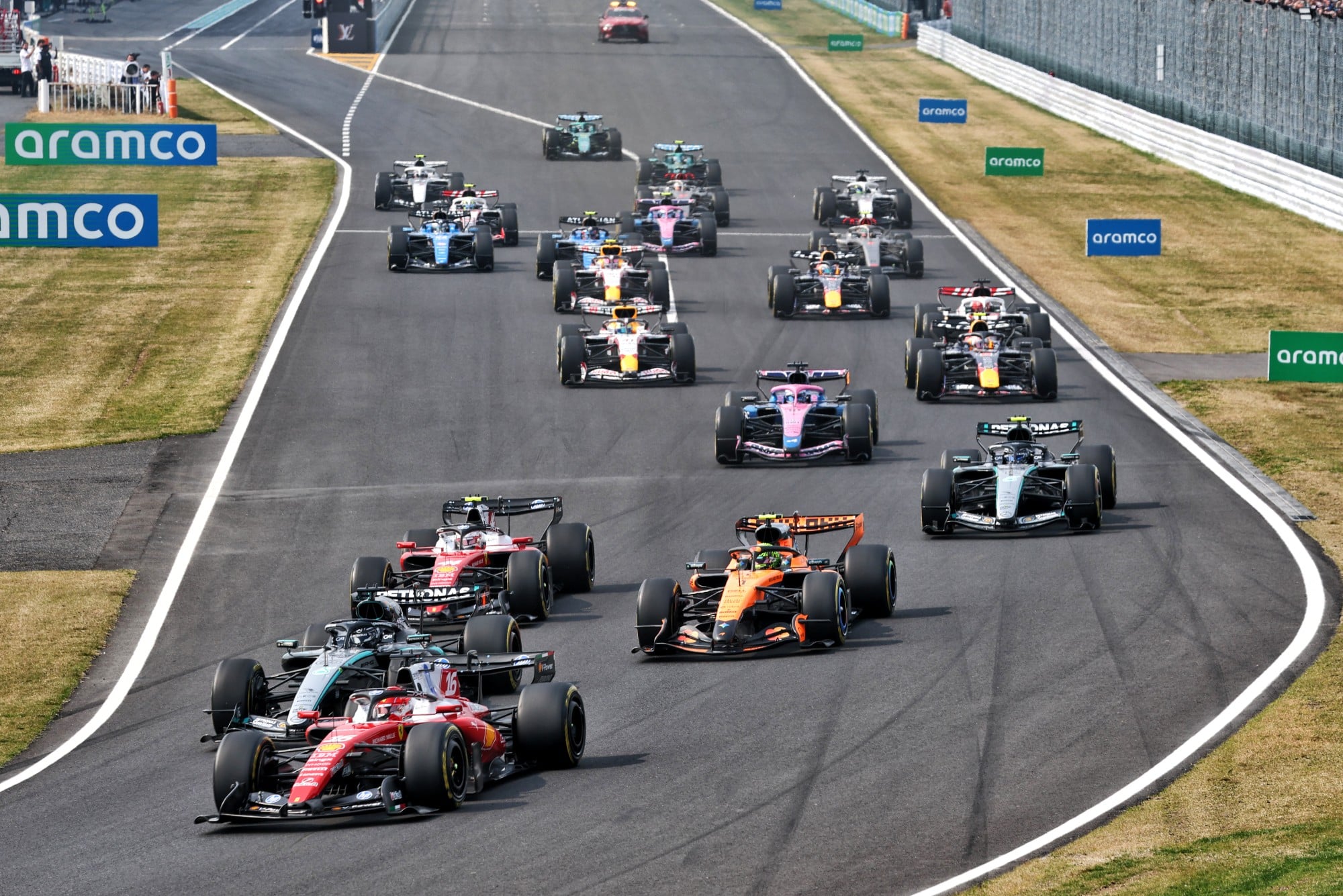 Charles Leclerc (MON) Scuderia Ferrari SF-26 at the start of the race.