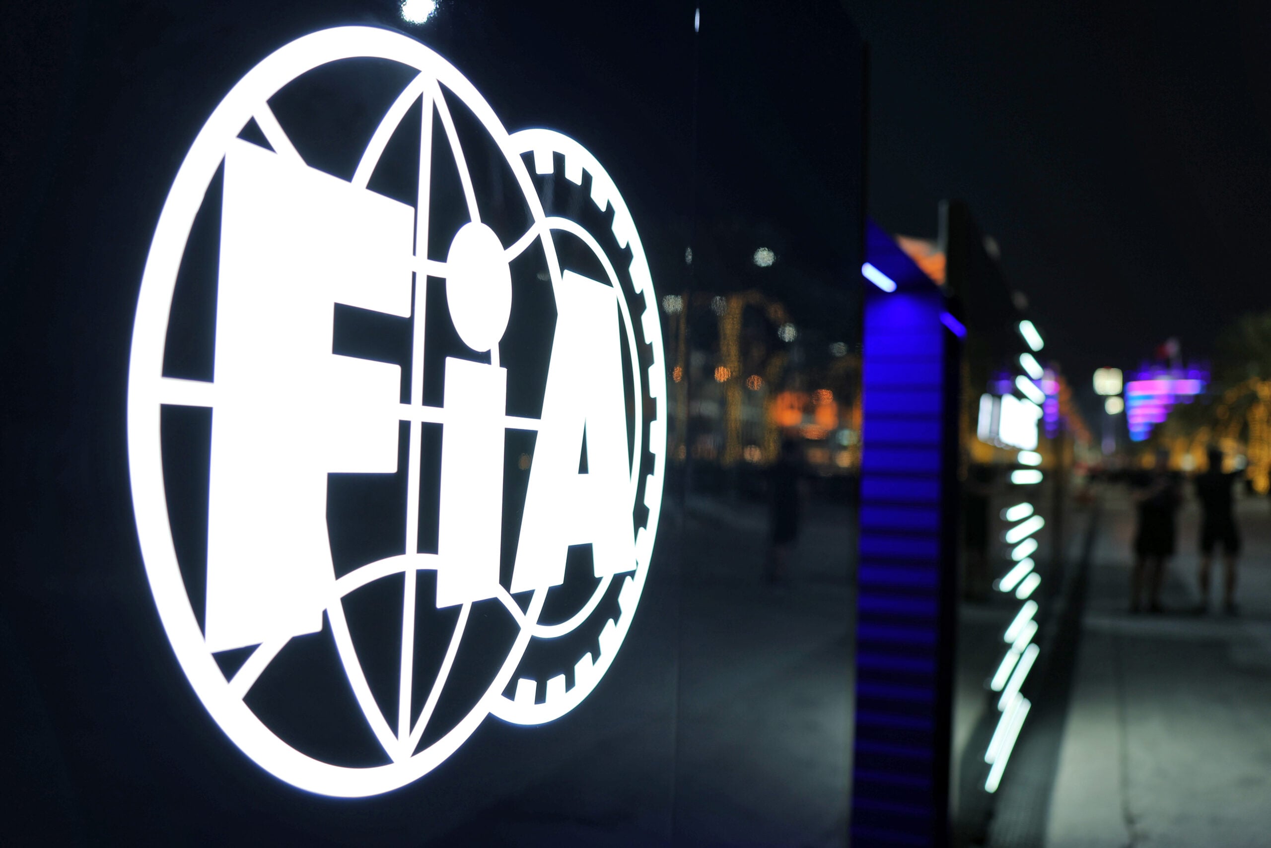 Paddock atmosphere - FIA Logo.