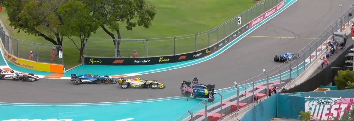 F1: Gasly capota após batida com Lawson durante o GP de Miami