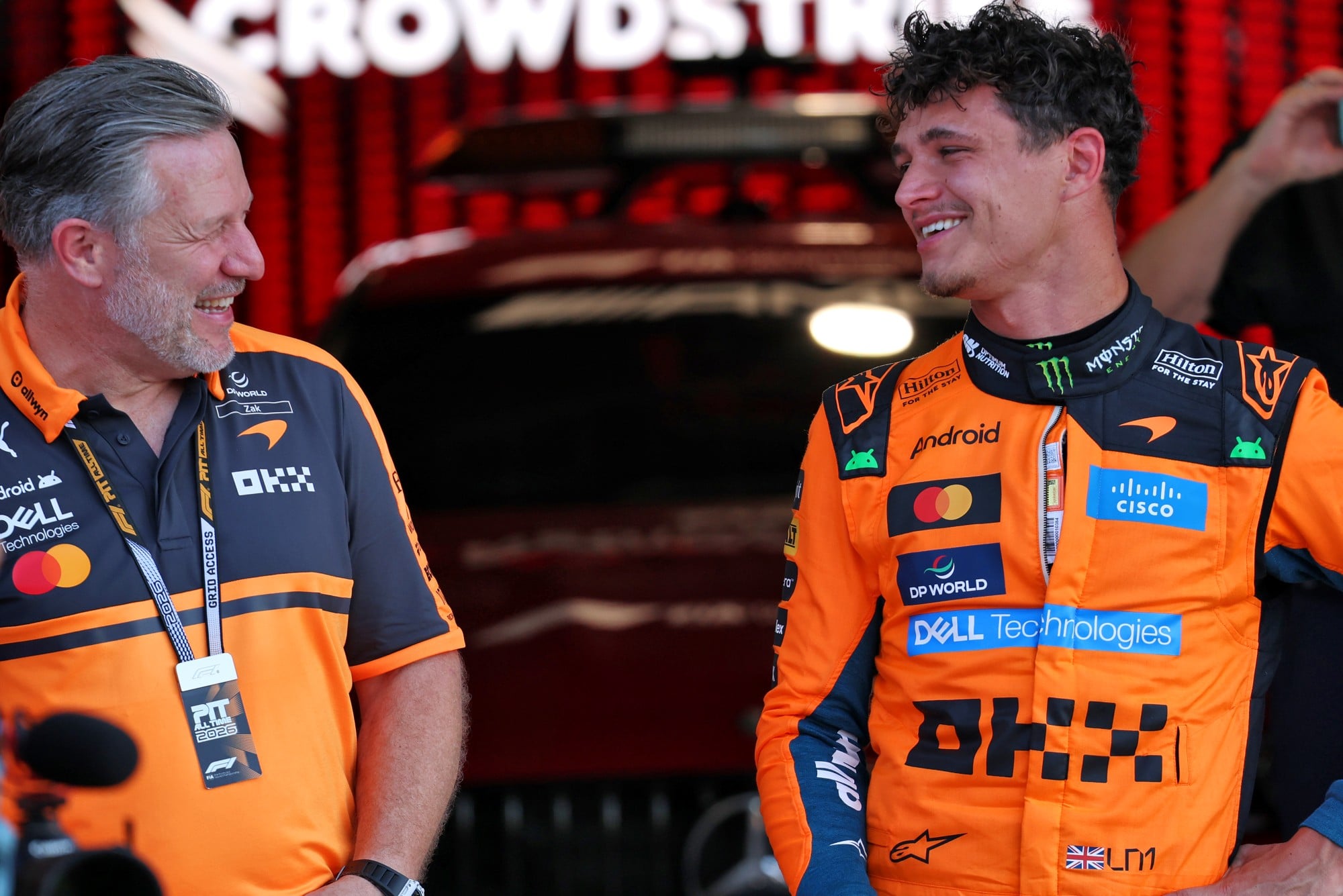 ltrt Zak Brown (USA) McLaren F1 Team Executive Director with Sprint qualifying pole sitter Lando Norris (GBR) McLaren F1 Team in parc ferme.