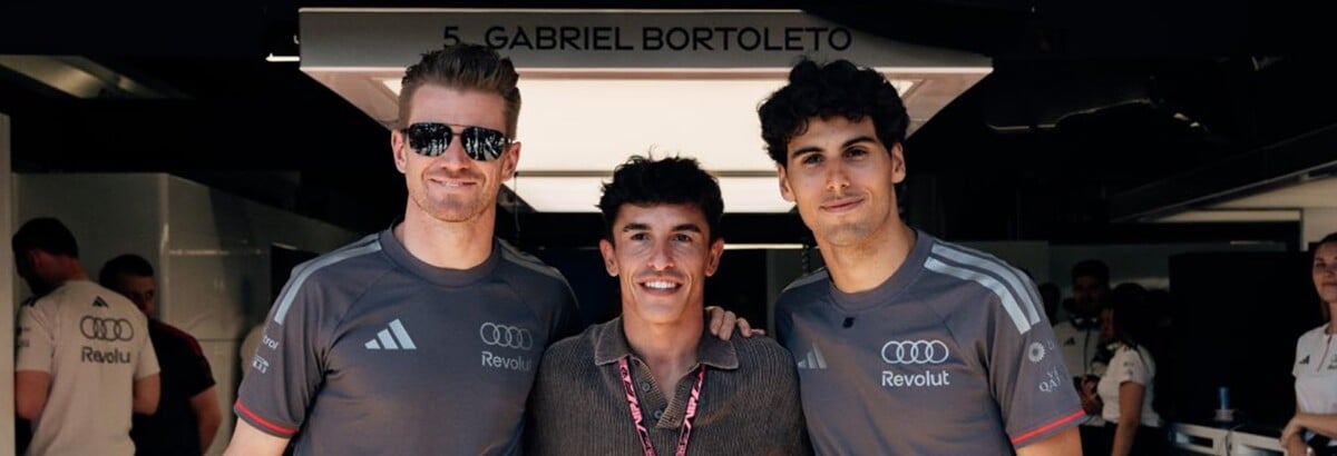 F1: Marc Márquez visita box da Audi e entra no carro de Bortoleto F1: Marc Márquez visita box da Audi e entra no carro de Bortoleto