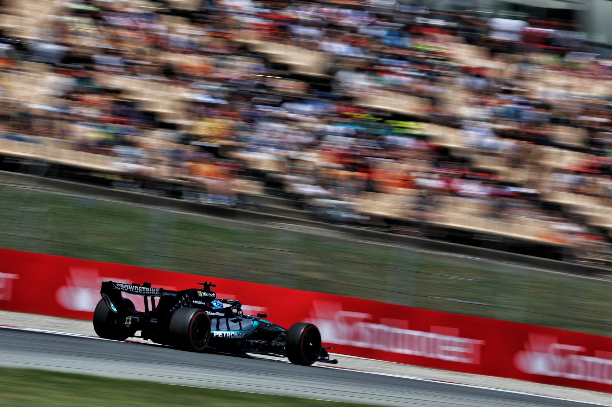 F1: Confira as imagens do primeiro dia do GP de Barcelona 2026 George Russell (GBR) Mercedes AMG Formula One Team W17.