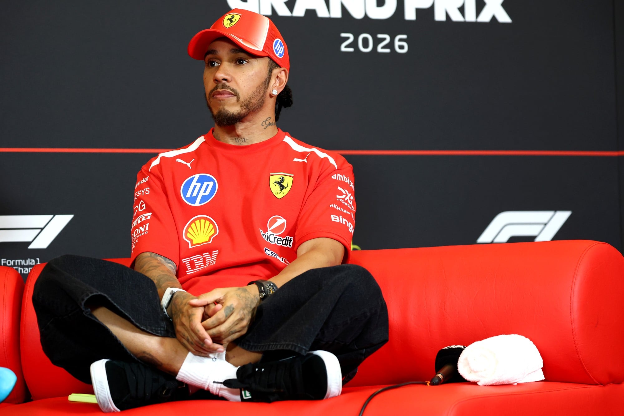 Lewis Hamilton (GBR) Scuderia Ferrari in the post qualifying FIA Press Conference.