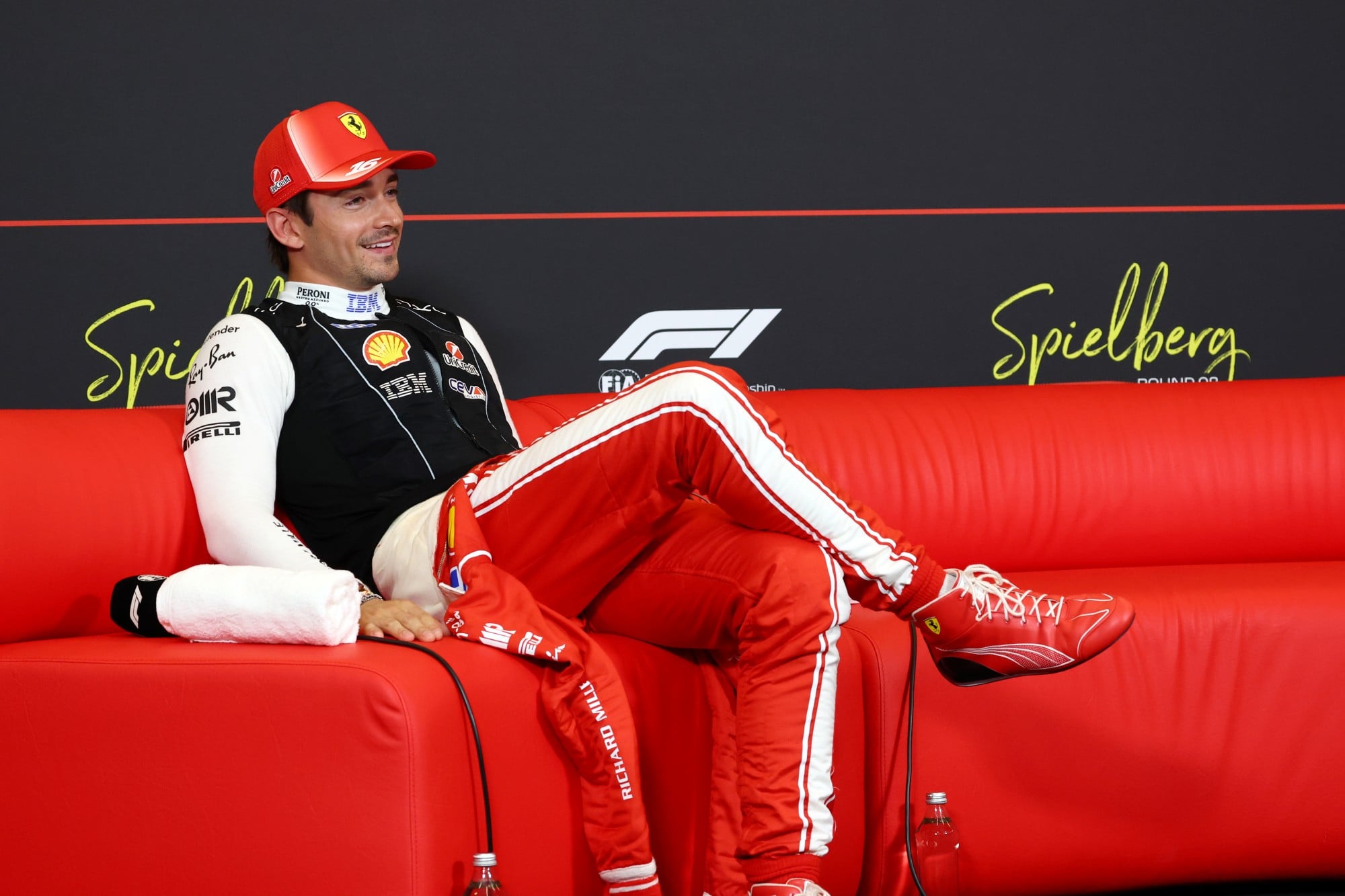 Charles Leclerc (MON) Scuderia Ferrari in the post qualifying FIA Press Conference.