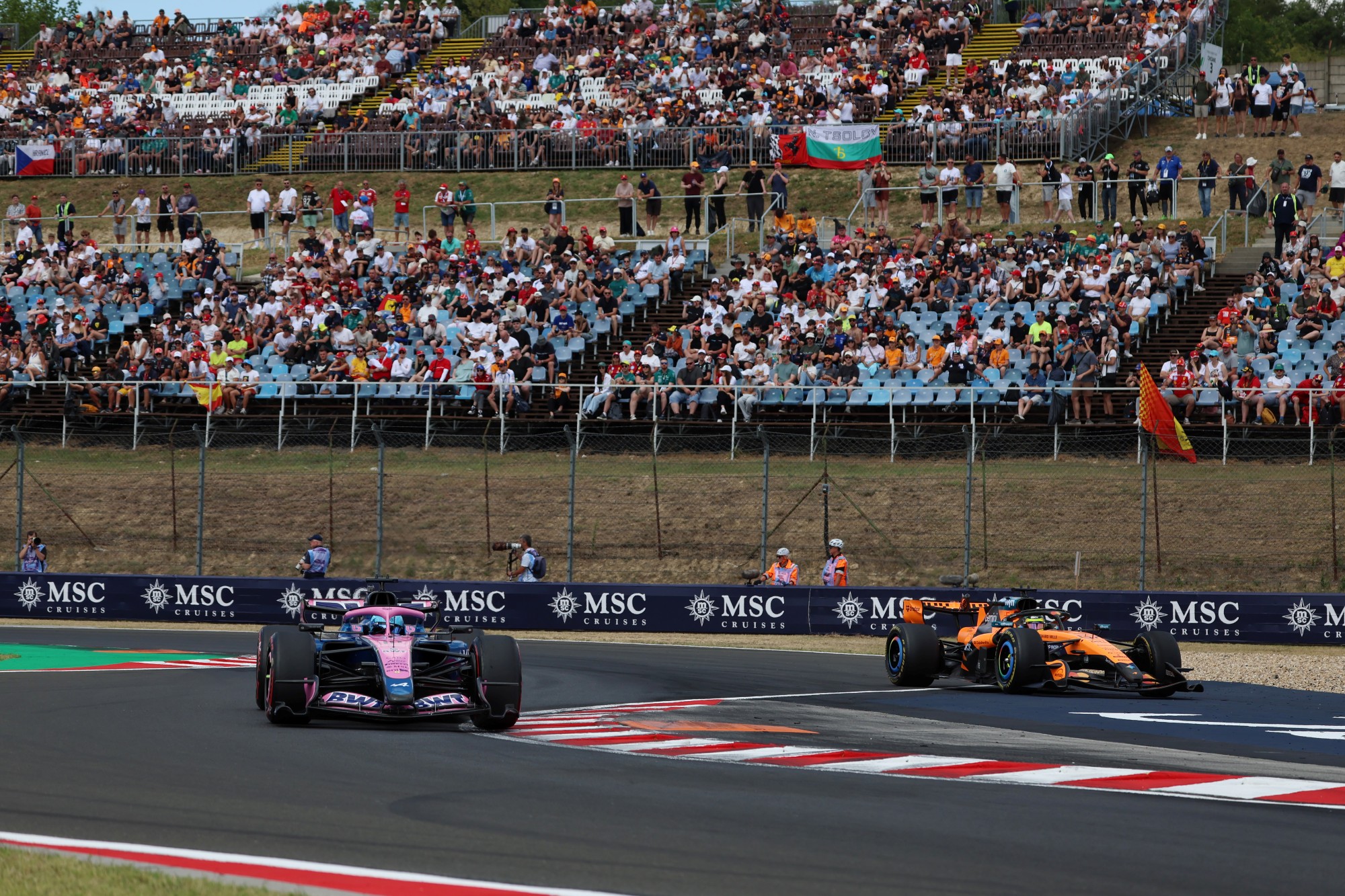 Pierre Gasly (FRA) Alpine F1 Team A526 and Leonardo Fornaroli (ITA) McLaren F1 Team MCL40 Reserve Driver.