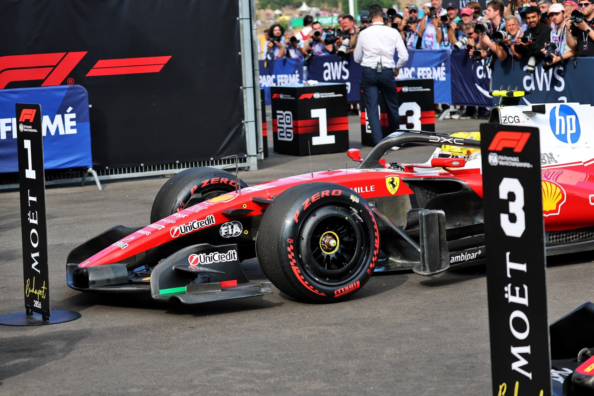 Second placed Lewis Hamilton (GBR) Scuderia Ferrari SF-26 in qualifying parc ferme.