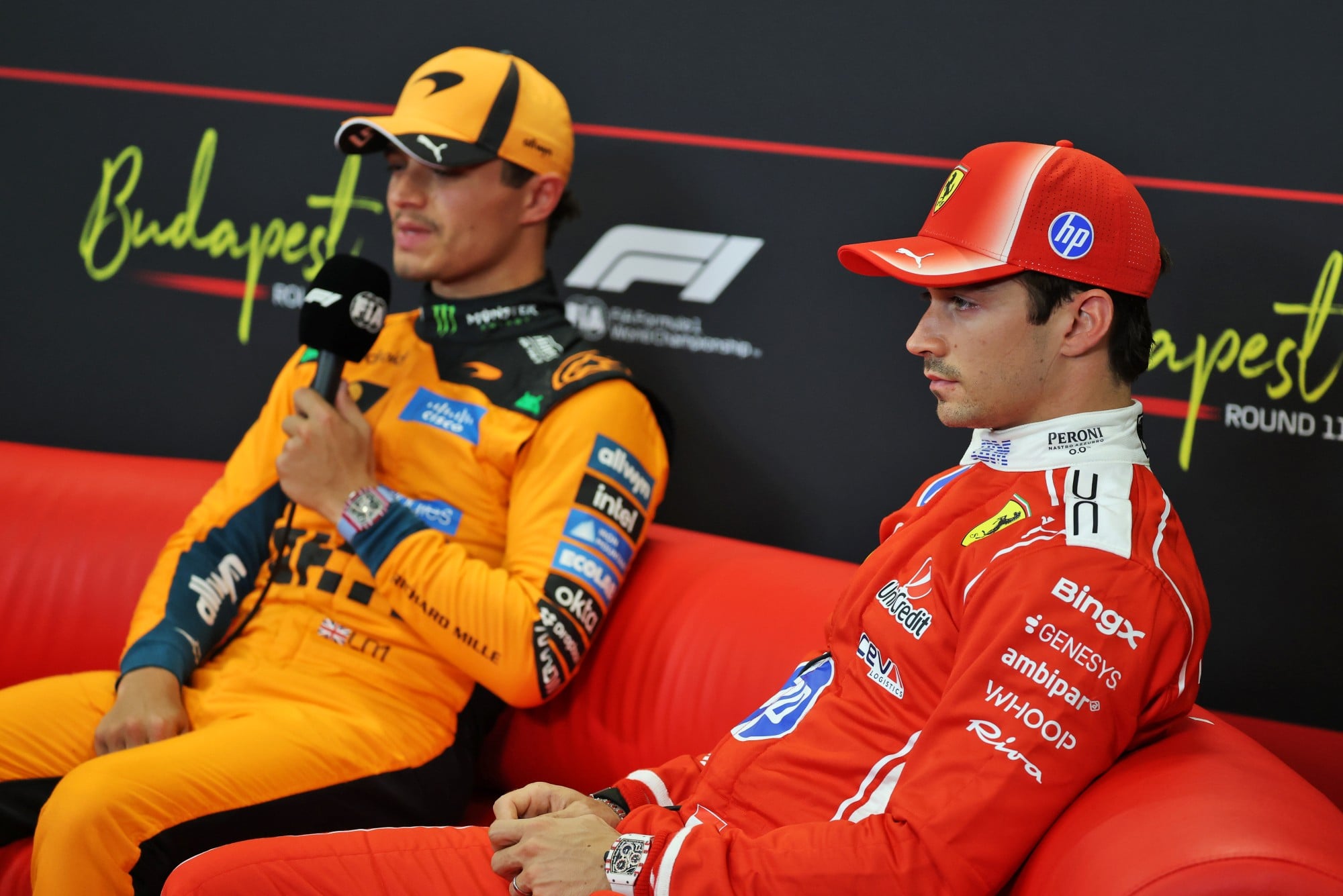 Charles Leclerc (MON) Scuderia Ferrari in the post qualifying FIA Press Conference.