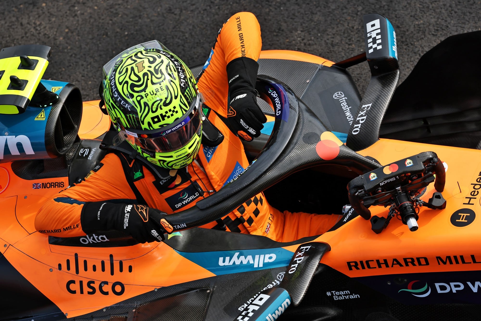 Lando Norris (GBR) McLaren F1 Team MCL40 in qualifying parc ferme.