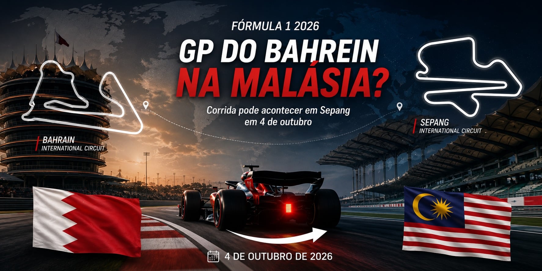 F1: GP do Bahrein pode ser disputado na Malásia em 2026