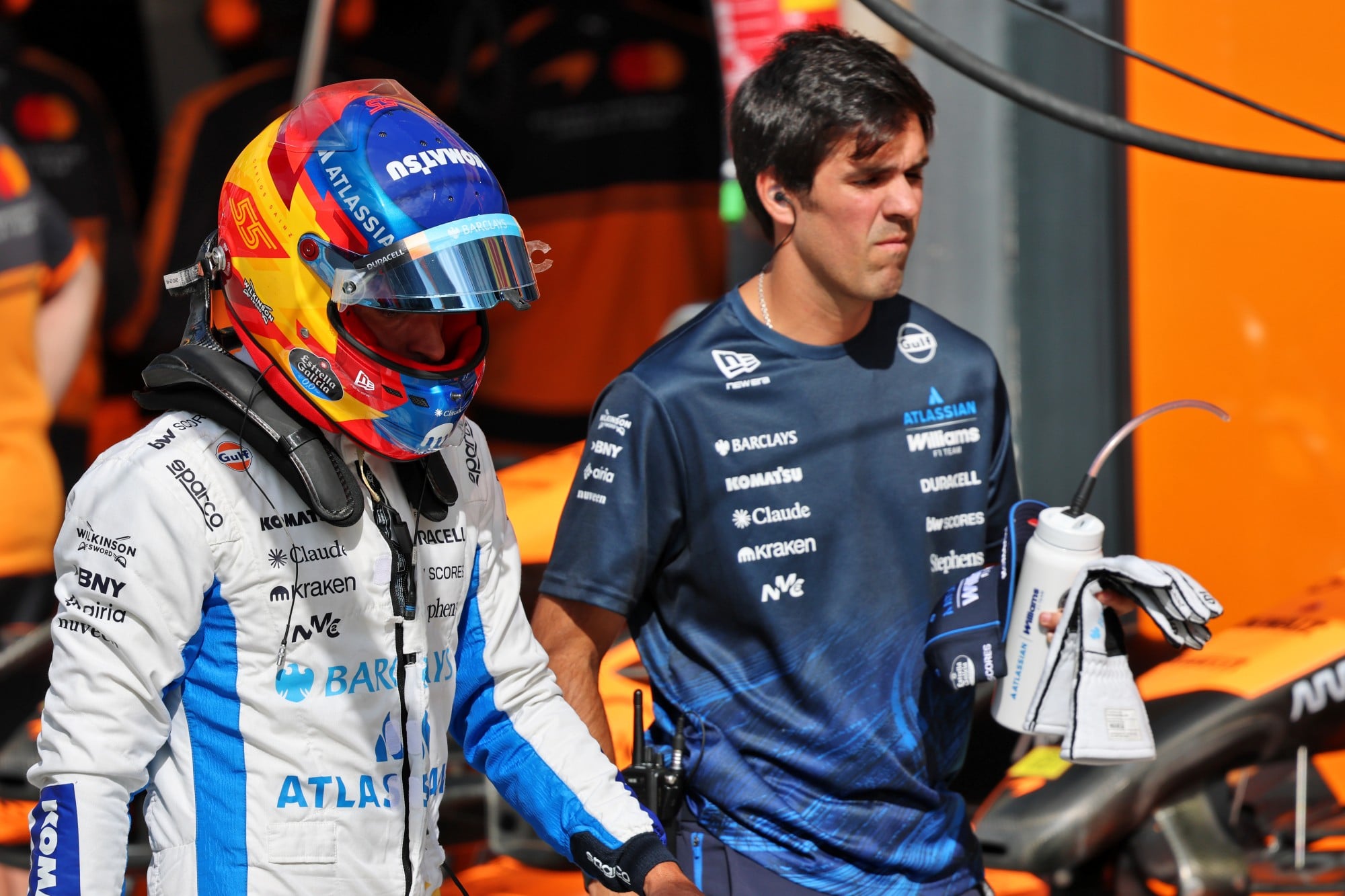 Carlos Sainz (ESP) Williams F1 Team with Borja Presol (ESP) Williams F1 Team Personal Trainer.