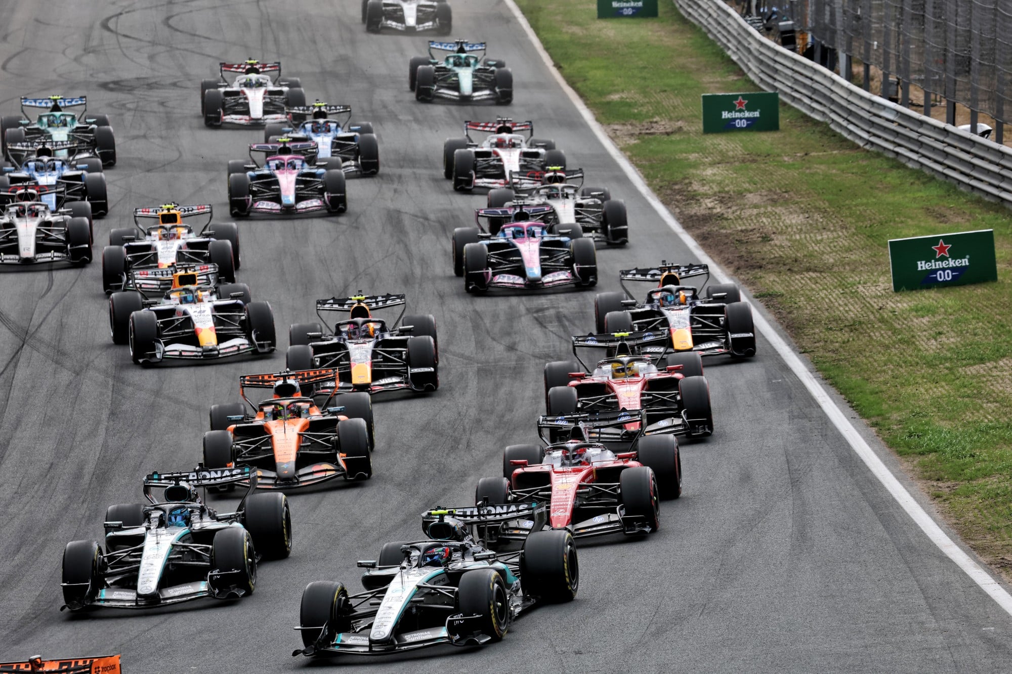 Andrea Kimi Antonelli (ITA) Mercedes AMG Formula One Team W17 at the start of the race.