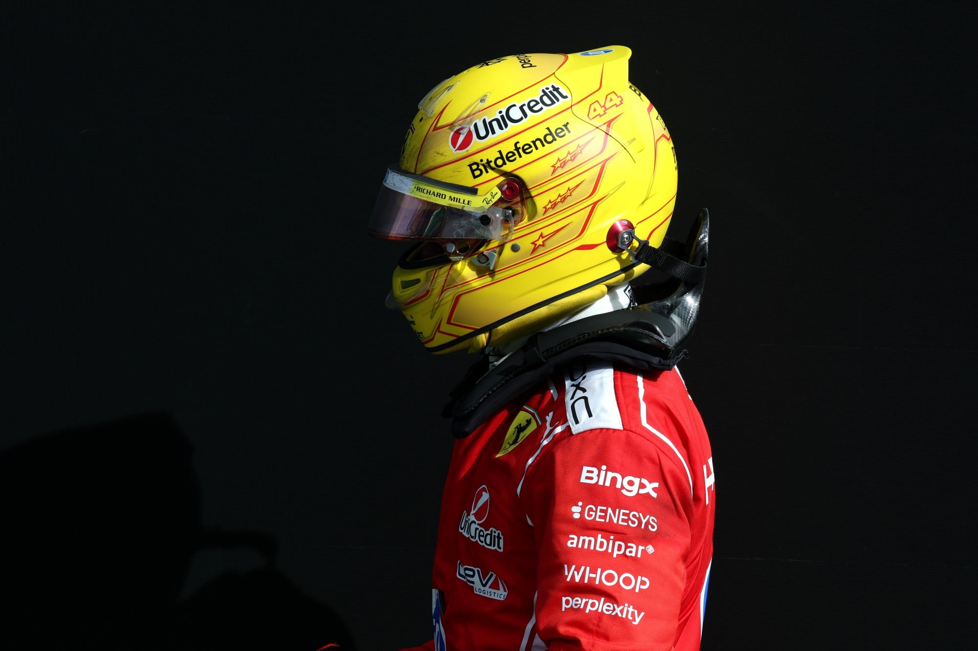 Lewis Hamilton (GBR) Scuderia Ferrari in parc ferme.