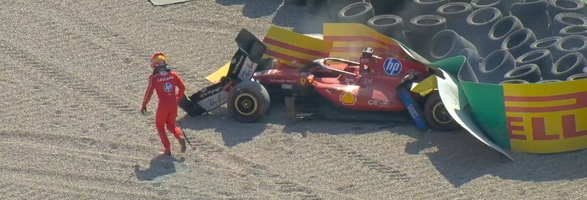 F1: Leclerc bate forte na Parabólica e abandona GP da Itália F1: Leclerc bate forte na Parabólica e abandona GP da Itália