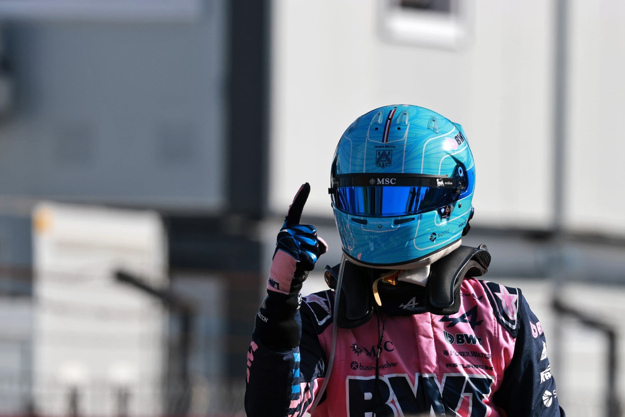 Pierre Gasly (FRA) Alpine F1 Team celebrates his pole position in qualifying parc ferme.