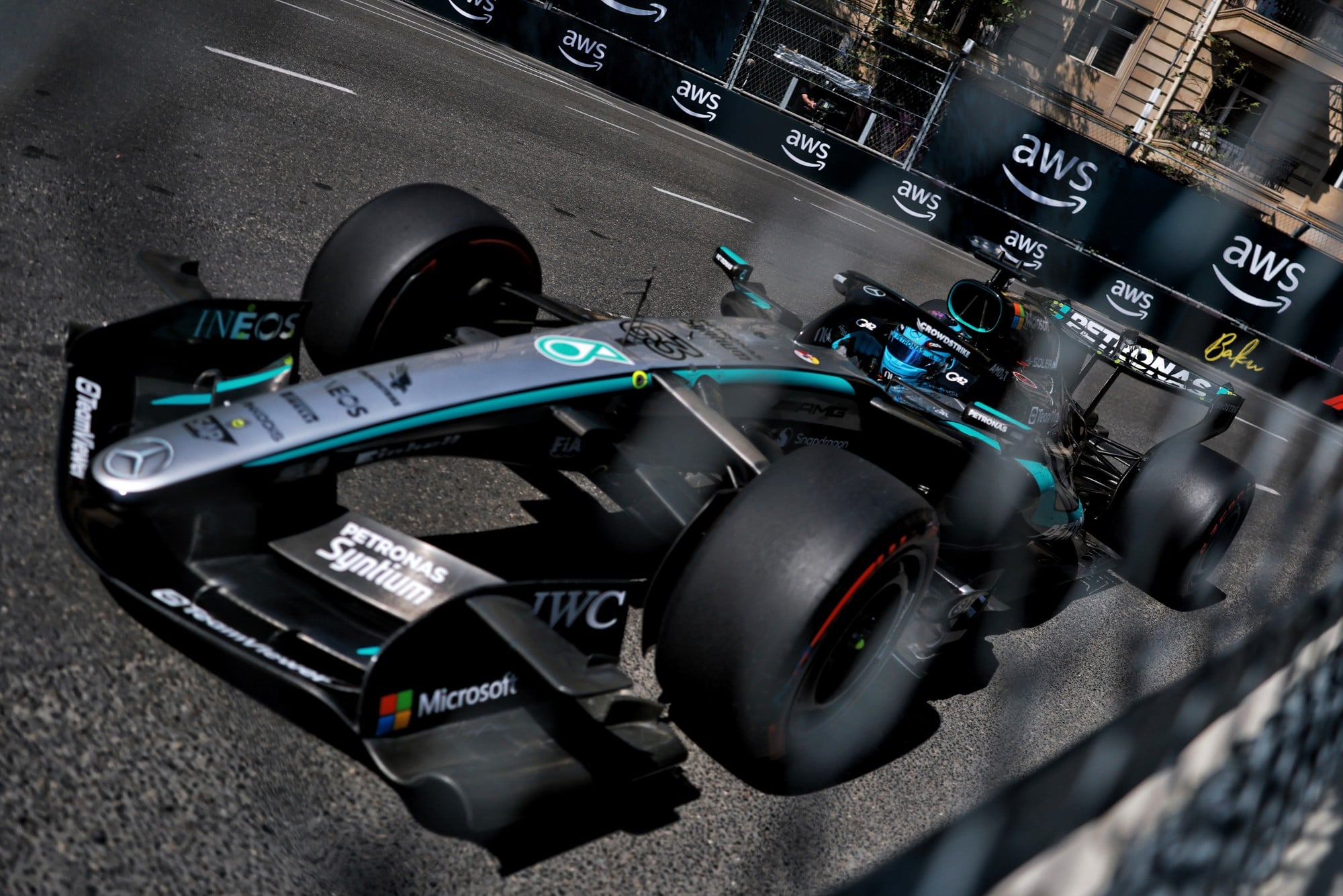 F1: Confira as imagens desta sexta-feira da F1 em Baku George Russell (GBR) Mercedes AMG Formula One Team W17.