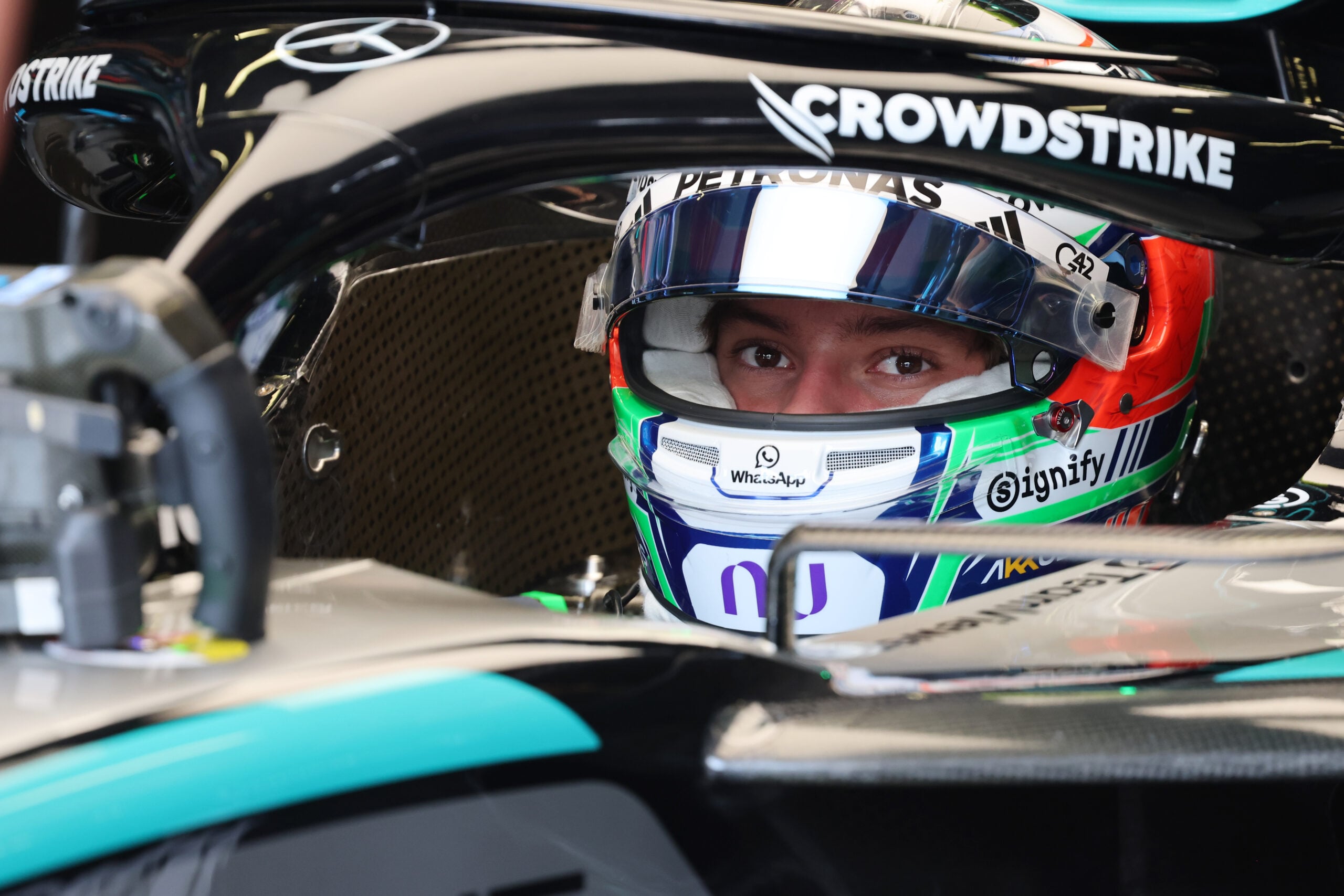 F1: Confira as imagens desta sexta-feira do GP do Azerbaijão 2026 Andrea Kimi Antonelli (ITA) Mercedes AMG Formula One Team W17.