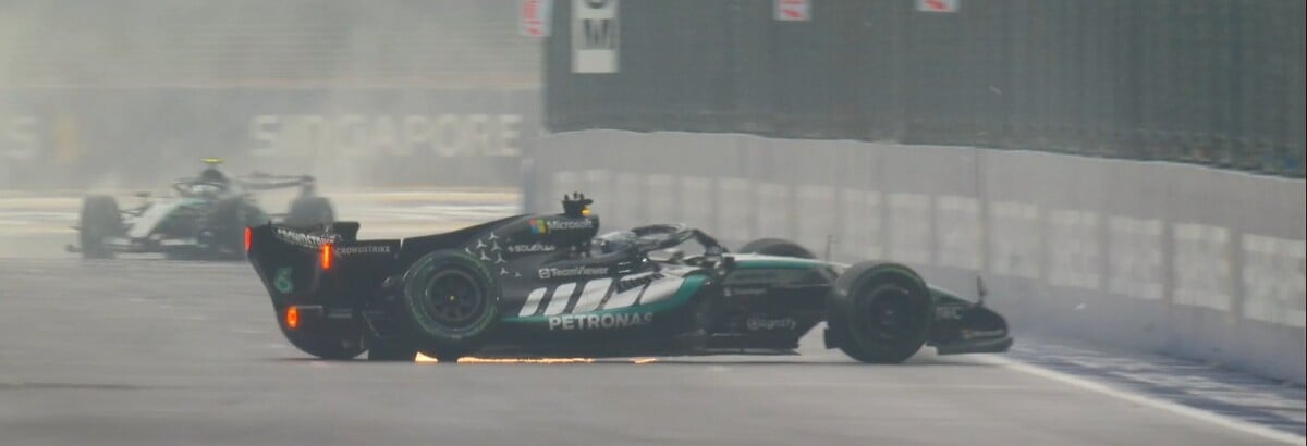 F1: Russell bate forte no início da corrida Sprint e abandona enquanto liderava em Singapura